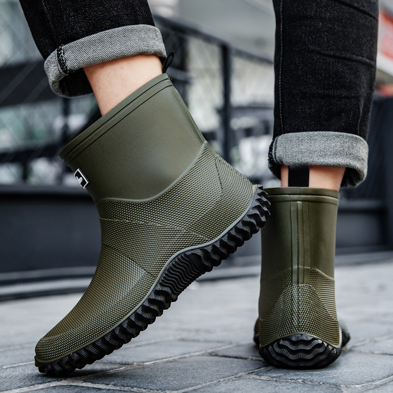 New Men's Mid-Calf Thick Botto - Fishing Boots のレビューと価格