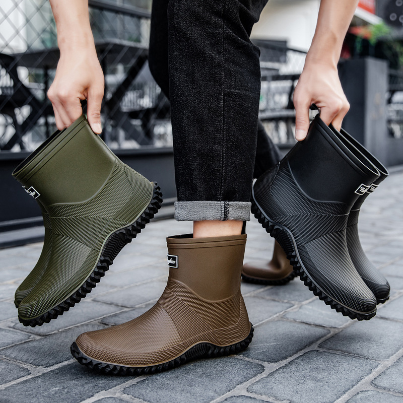 New Men's Mid-Calf Thick Botto - Fishing Boots のレビューと価格