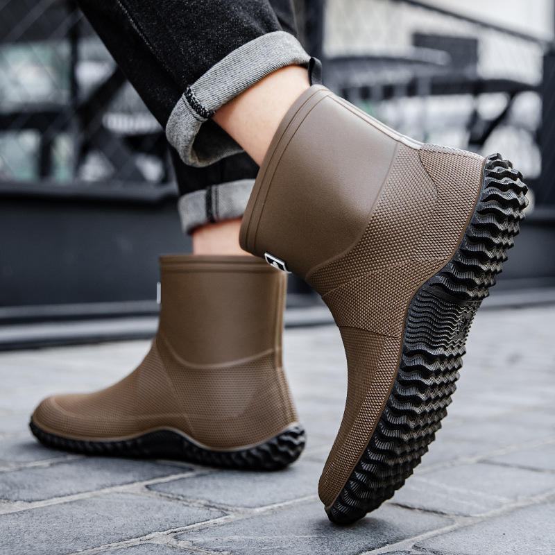 New Men's Mid-Calf Thick Botto - Fishing Boots のレビューと価格