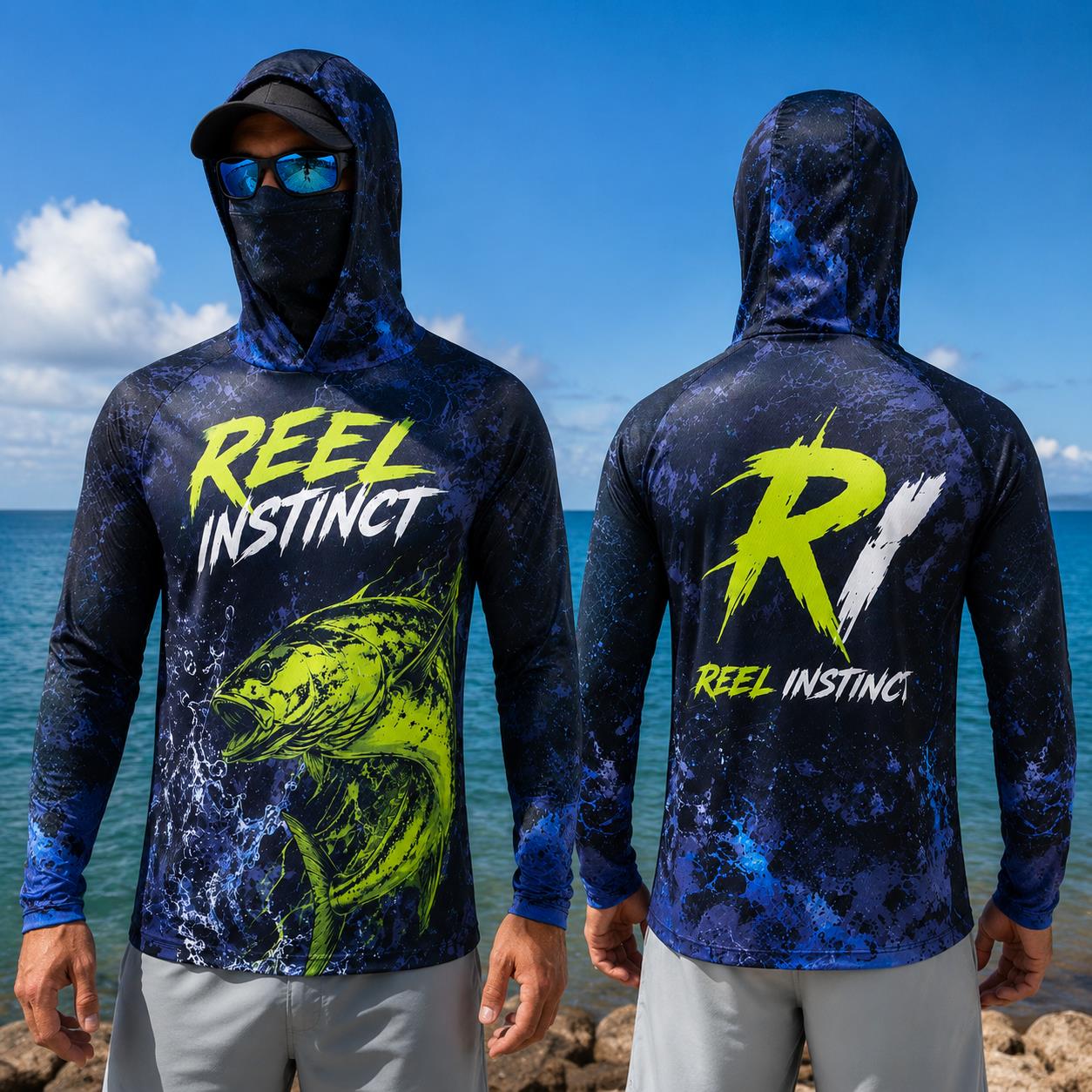 Fishing Hoodie Shirt Men Long  - Fishing Mask Sun Protection のレビューと価格