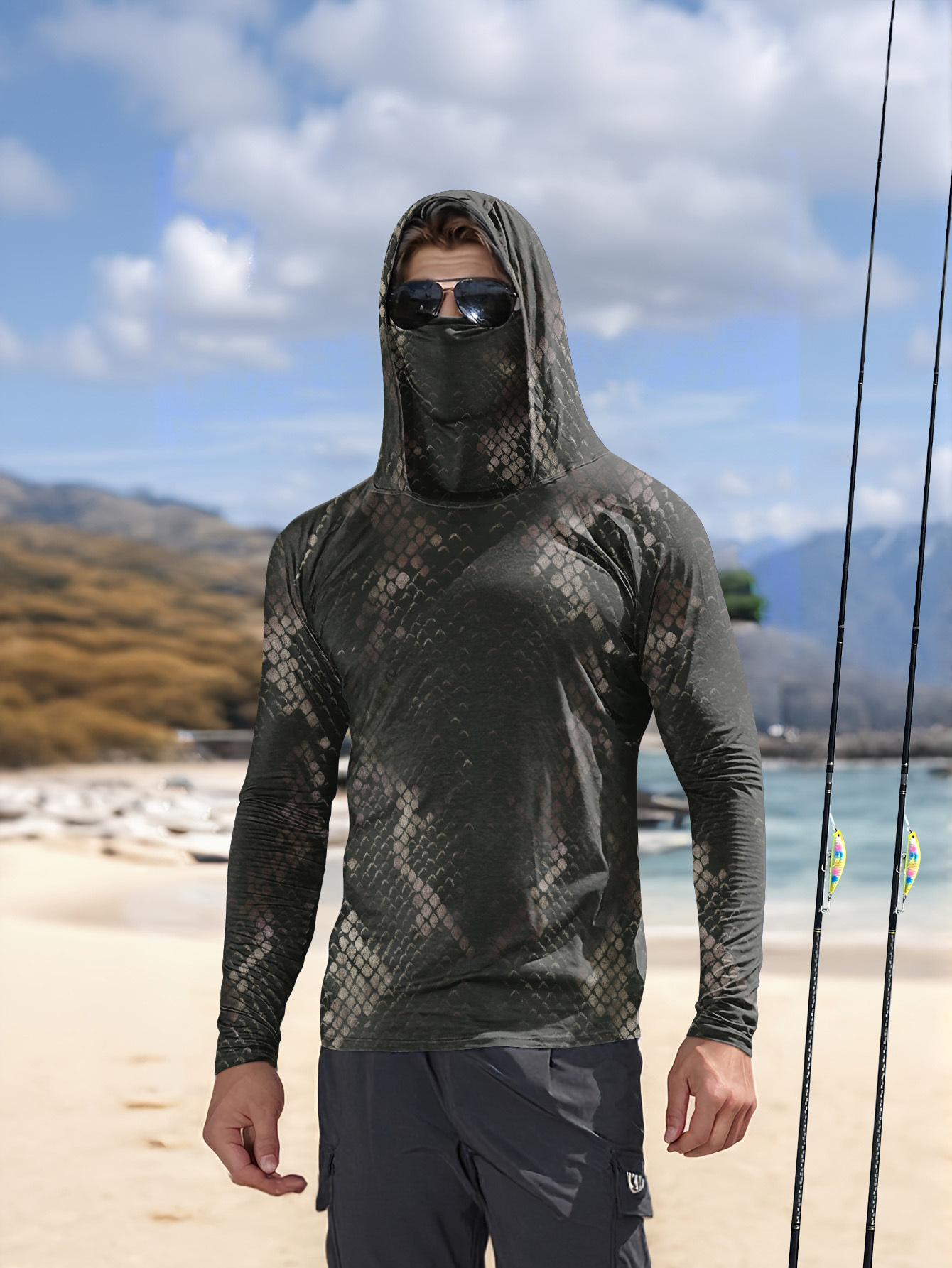 Men's Fishing Hooded Long-Slee - Fishing Shirt Uv Protection のレビューと価格