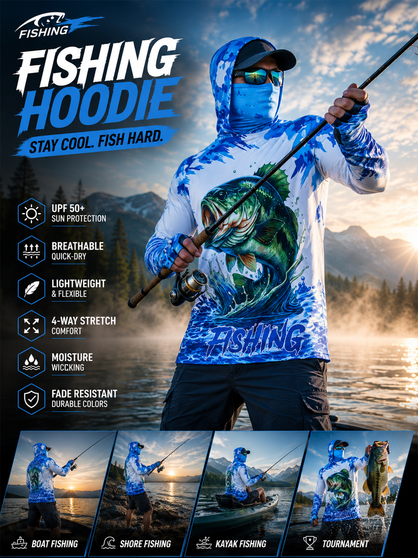 Fishing Hooded Shirt Upf 50 Fi - Fishing Shirt Uv Protection のレビューと価格