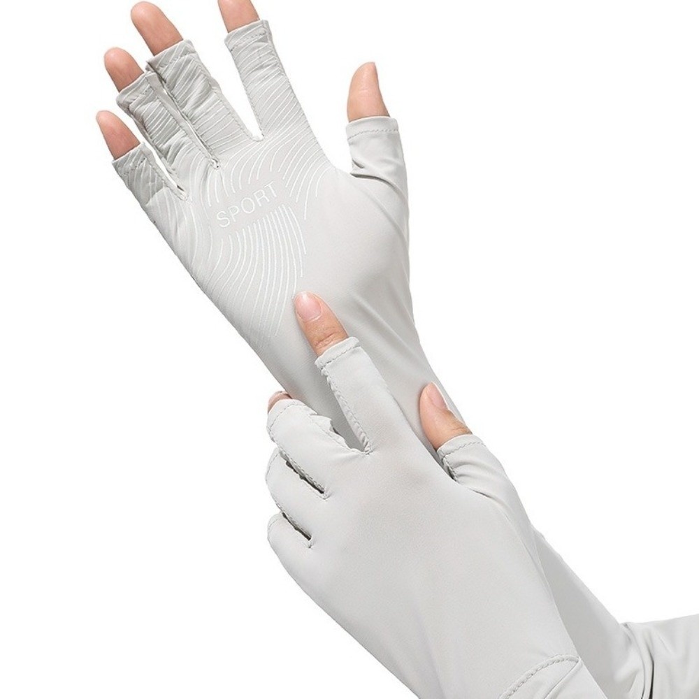 Fashion Solid Color Long Sleev - Fishing Gloves のレビューと価格