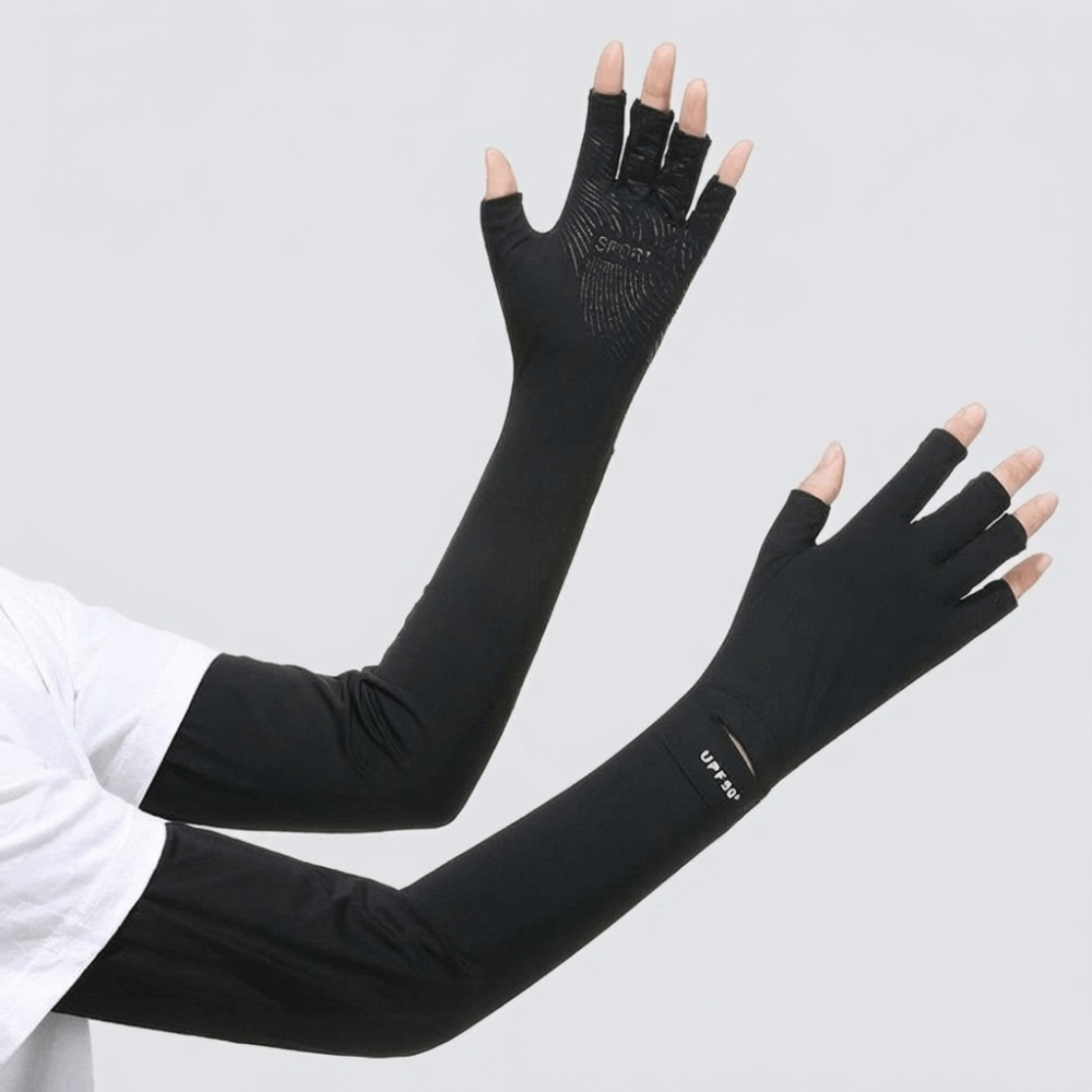 Fashion Solid Color Long Sleev - Fishing Gloves のレビューと価格